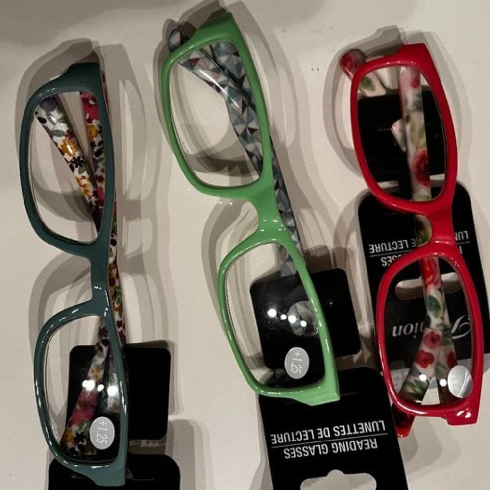 Reading Glasses‎ (Set of 3 / +1.25 strength / Bright Colors /New)